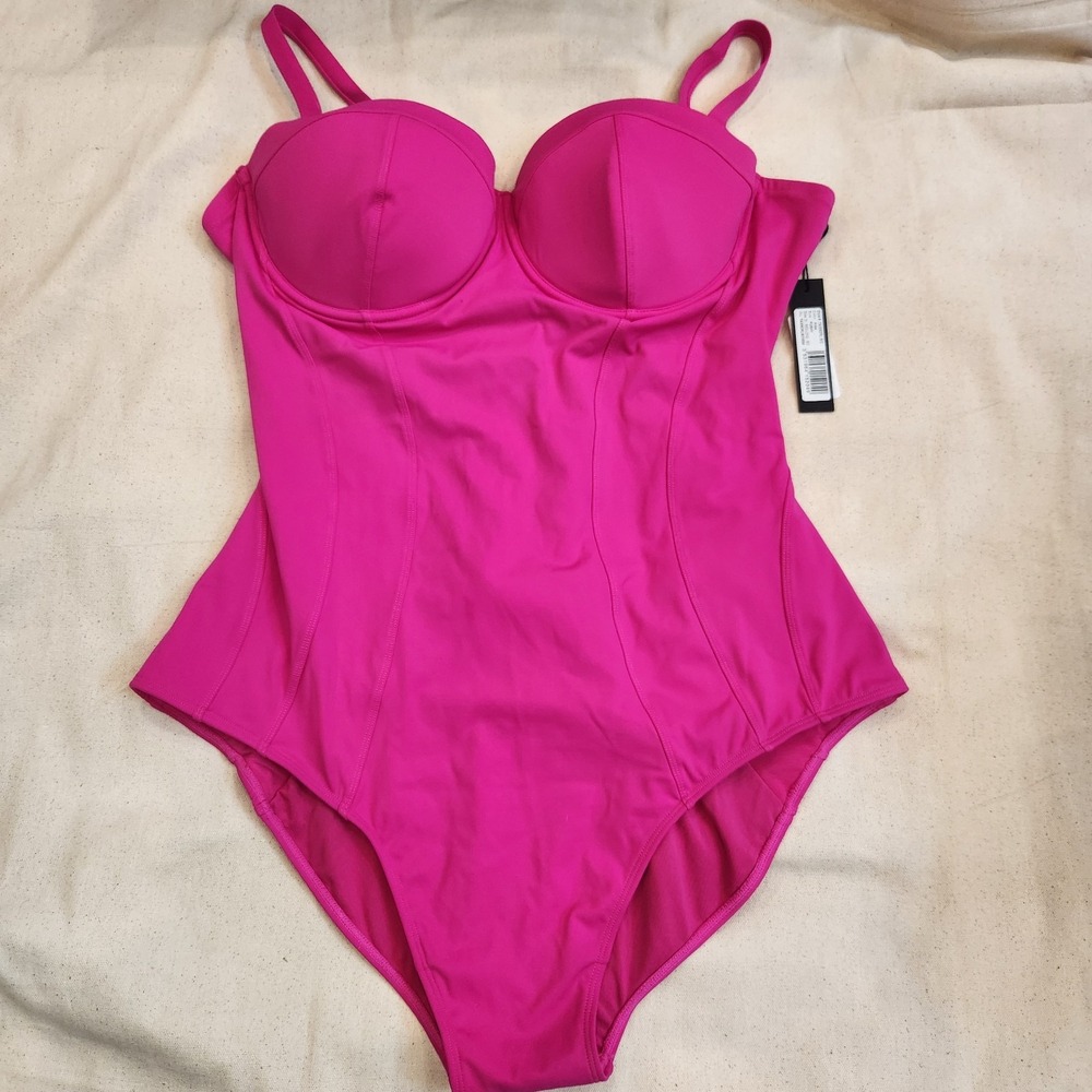 New TA3 Pink Pushy 3X Reg Long B / C One Piece Swimsuit body sculpt Corset